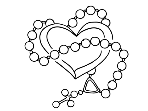 Rosary With Heart Coloring Page